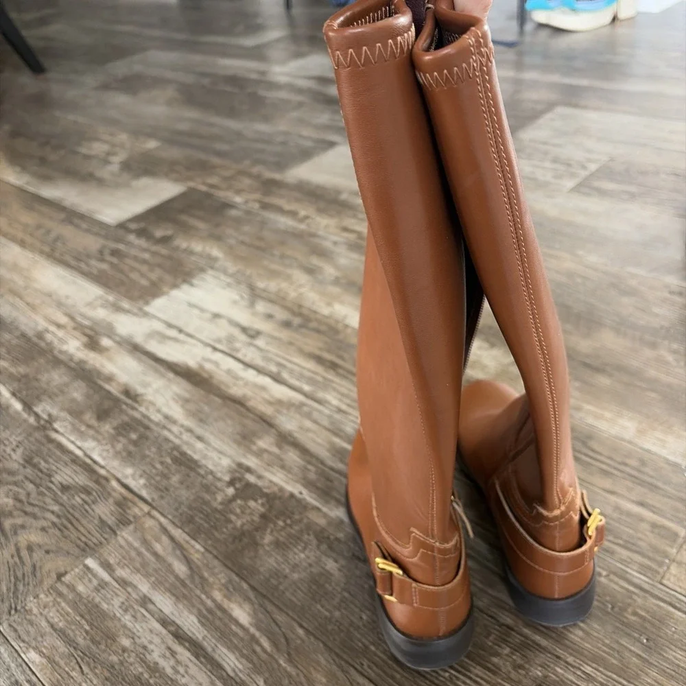 Franco Sarto Merina Knee High Boots Women's Size 6 Brown Stretch‎ Riding